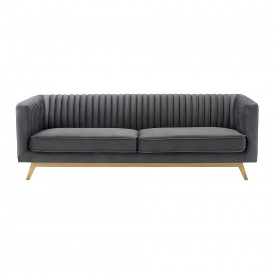 Liv Modern Dark Gray Velvet Sofa