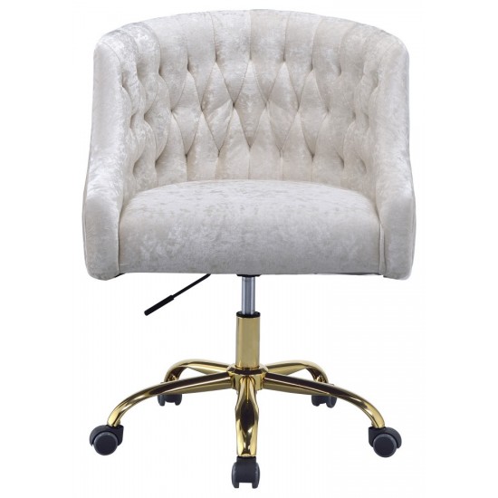 ACME Levian Office Chair, Vintage Cream Velvet & Gold