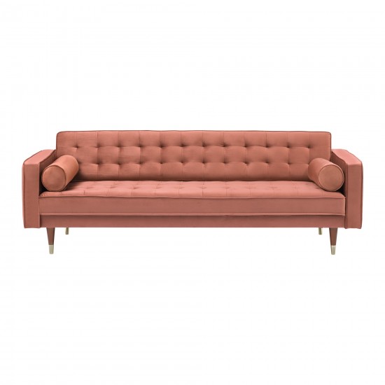 Somerset Blush Velvet Mid Century Modern Sofa