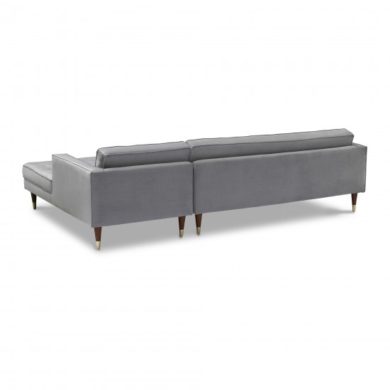 Somerset Gray Velvet Mid Century Modern Right Sectional Sofa