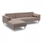 Somerset Taupe Velvet Mid Century Modern Right Sectional Sofa