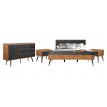 Coco Rustic 4 piece Bedroom Set in King w/ Dresser and 2 Nightstands