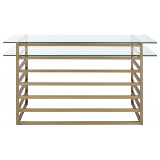 ACME Shona Desk, Antique Gold & Clear Glass