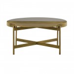 Dua Gray Concrete Coffee Table with Antique Brass