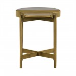Dua Gray Concrete End Table with Antique Brass