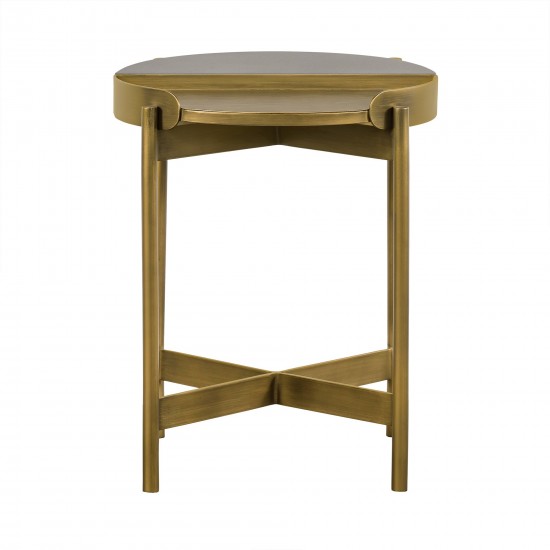 Dua Gray Concrete End Table with Antique Brass