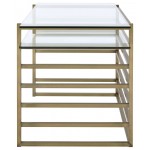 ACME Shona Desk, Antique Gold & Clear Glass