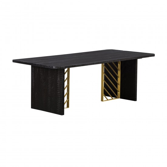 Monaco Black Wood Coffee Table with Antique Brass Accent