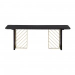 Monaco Black Wood Coffee Table with Antique Brass Accent