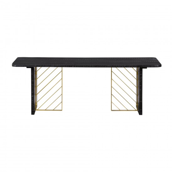 Monaco Black Wood Coffee Table with Antique Brass Accent