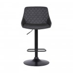 Anibal Adjustable Height Swivel Grey Faux Leather and Black Metal Bar Stool