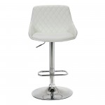 Anibal Adjustable Height Swivel White Faux Leather and Chrome Bar Stool