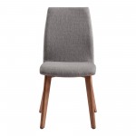 Archie Mid-Century Dining Chair in Walnut Finish and Gray Fabric - Set of 2