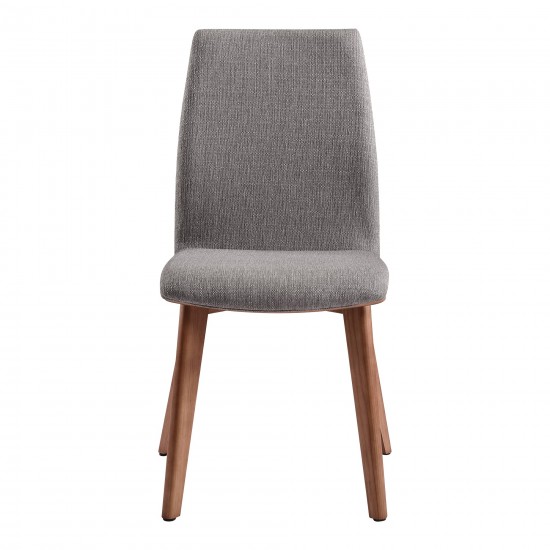 Archie Mid-Century Dining Chair in Walnut Finish and Gray Fabric - Set of 2