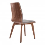 Archie Mid-Century Dining Chair in Walnut Finish and Gray Fabric - Set of 2