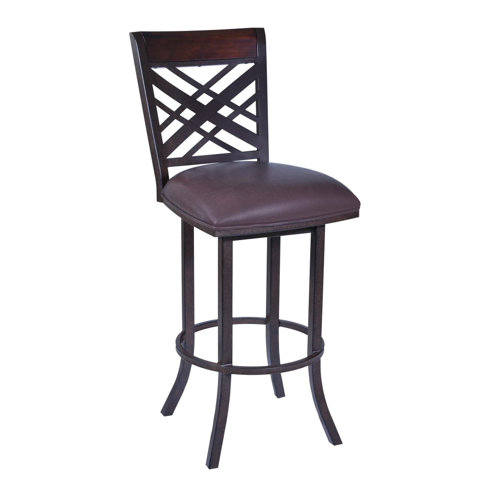 Tahiti 30" Barstool in Auburn Bay finish with Brown Pu upholstery