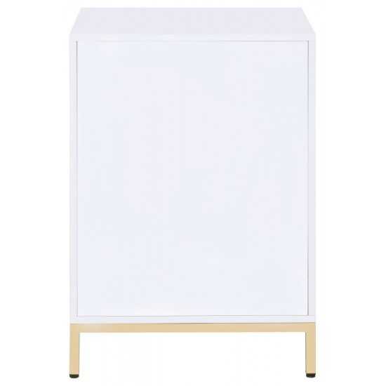 ACME Ottey Cabinet, White High Gloss & Gold