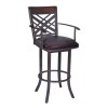 Tahiti 26" Arm Barstool in Auburn Bay finish with Brown Pu upholstery