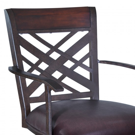 Tahiti 26" Arm Barstool in Auburn Bay finish with Brown Pu upholstery