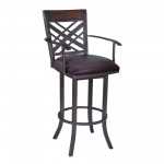 Tahiti 30" Arm Barstool in Auburn Bay finish with Brown Pu upholstery