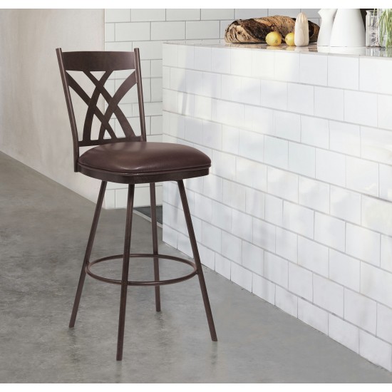 Dover 26" Counter Height Barstool in Auburn Bay and Brown Faux Leather