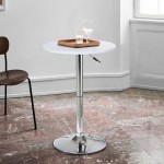 Bentley Adjustable Pub Table in White and Chrome Metal finish