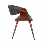 Butterfly Mid-Century Dining Chair in Walnut Finish and Gray Fabric