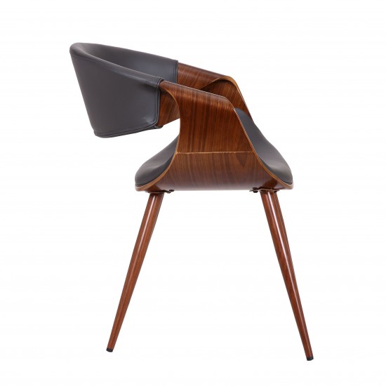 Butterfly Mid-Century Dining Chair in Walnut Finish and Gray Fabric