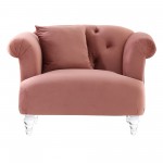 Elegance Contemporary Chair in Blush Velvet with Acrylic Legs