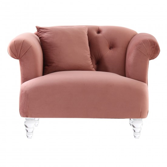 Elegance Contemporary Chair in Blush Velvet with Acrylic Legs