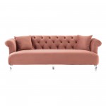 Elegance Contemporary Sofa in Blush Velvet with Acrylic Legs