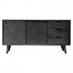 Leven Mid-Century Tundra Gray Acacia Buffet Cabinet