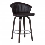 Ashley Wood Back 26" Swivel Brown Faux Leather Bar Stool