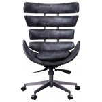 ACME Megan Executive Office Chair, Vintage Black Top Grain Leather & Aluminum