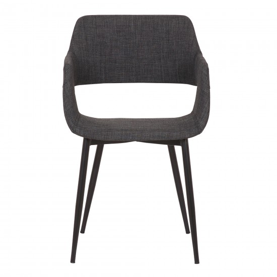 Ariana Mid-Century Charcoal Open Back Dining Accent Chair