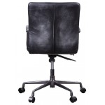 ACME Barack Executive Office Chair, Vintage Black Top Grain Leather & Aluminum