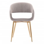 Jocelyn Mid-Century Gray Dining Accent Chair with Gold Metal Legs