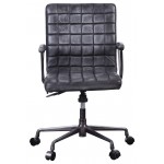 ACME Barack Executive Office Chair, Vintage Black Top Grain Leather & Aluminum