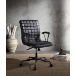 ACME Barack Executive Office Chair, Vintage Black Top Grain Leather & Aluminum