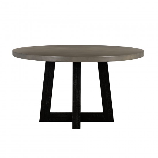 Chester Modern Concrete and Acacia Round Dining Table