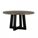 Chester Modern Concrete and Acacia Round Dining Table