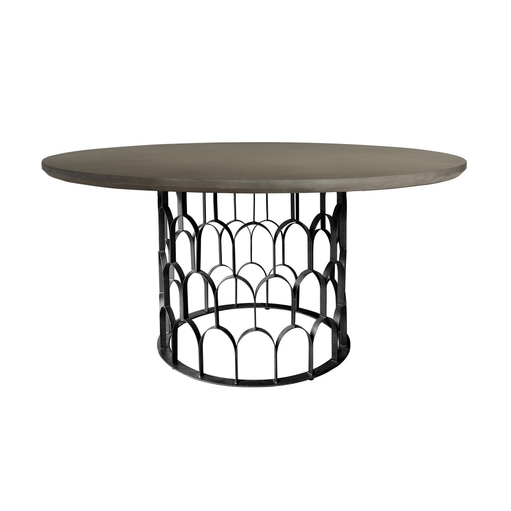 Gatsby Concrete and Metal Round Dining Table Gatsby Concrete and Metal Round Dining Table