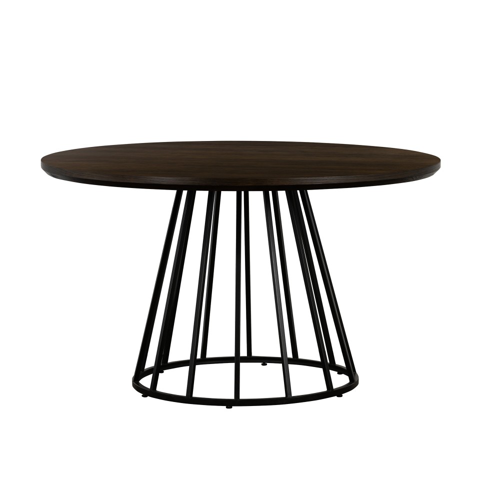 Motion Oak and Metal Round Dining Table