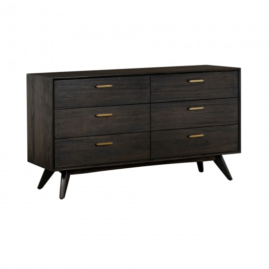 Baly Acacia Mid-Century 6 Drawer Dresser