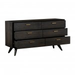 Baly Acacia Mid-Century 6 Drawer Dresser