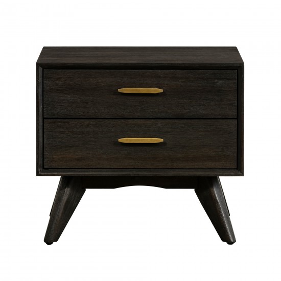 Baly Acacia Mid-Century 2 Drawer Night stand