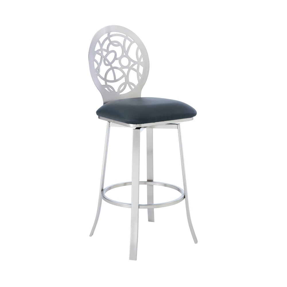 Lotus Contemporary 26" Counter Height Barstool in Brushed Stainless Steel Finish