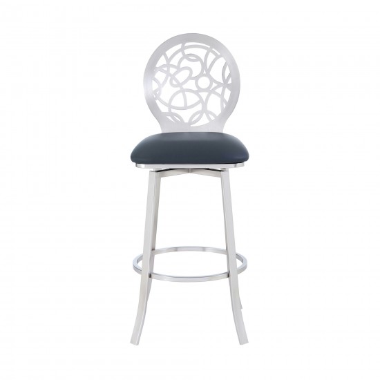 Lotus Contemporary 26" Counter Height Barstool in Brushed Stainless Steel Finish