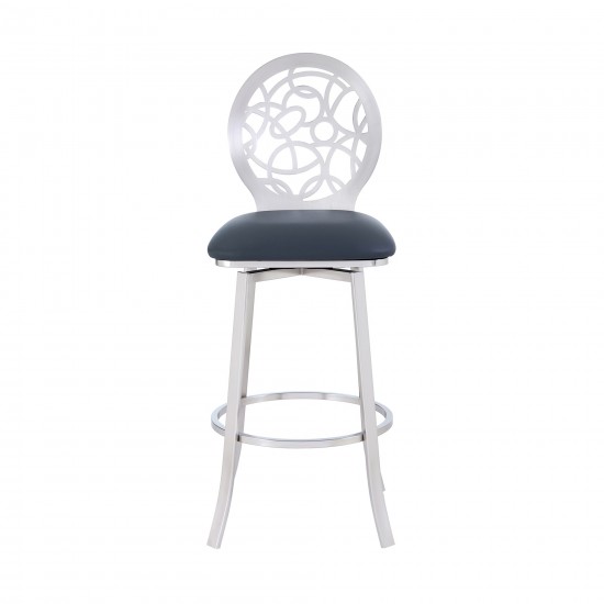 Lotus Contemporary 30" Bar Height Barstool in Brushed Stainless Steel Finish