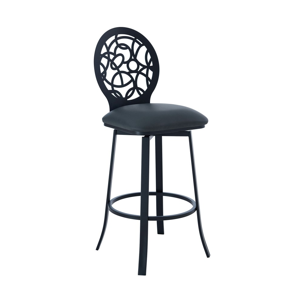 Lotus Contemporary 26" Counter Height Barstool in Matte Black Finish